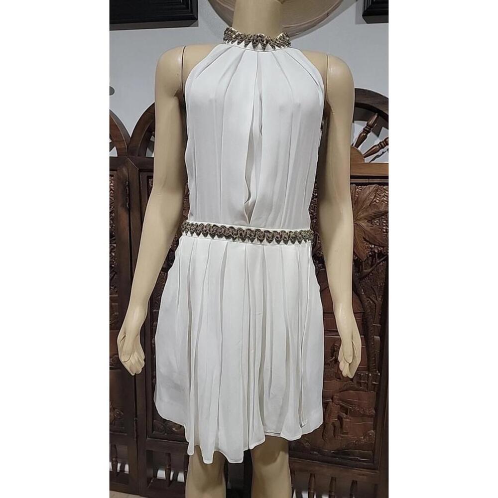 Sass & Bide White Embellished Halter US 10/UK 14 Women's Pary Cocktail Dress #C
